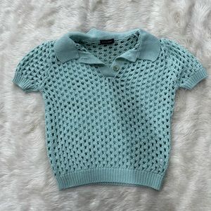 Knit crop top with collar